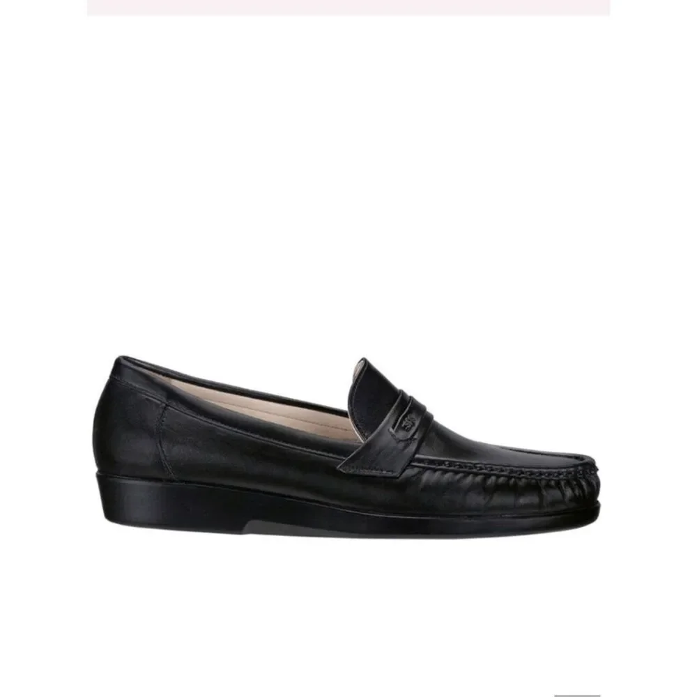 SAS Loafers NEW Ace Slip On Comfort Penny Handsewn Leather Black Size 9.5 W